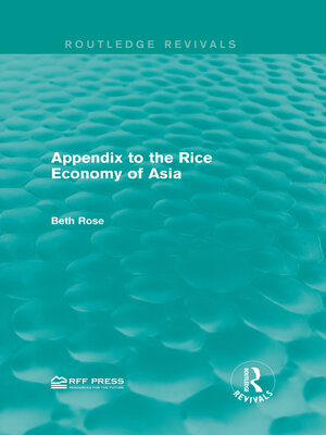 cover image of Appendix to the Rice Economy of Asia